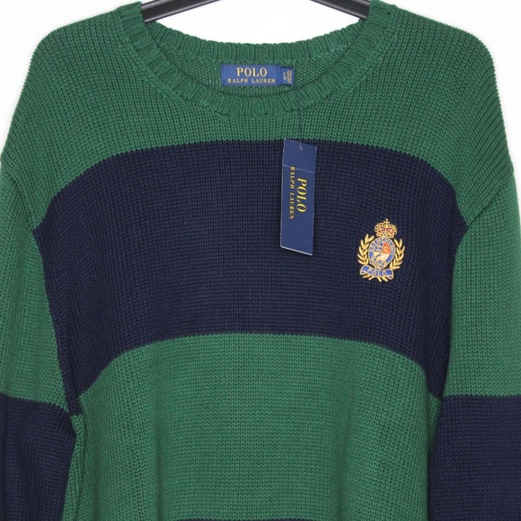 Polo Ralph Lauren Striped Crest Sweater NWT R1006 - Picture 2 of 5